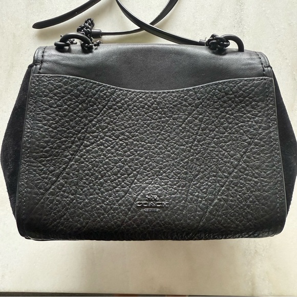 COACH Faye Crossbody Purse Bag All Black Pebbled Leather Flap F1880-F22349 - Picture 3 of 15